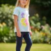 WhatsApp Image 2026-10-03 at 1.14.25 PM Flower Graphic T-Shirt & Leggings Set – Pastel Aqua Tee with Navy Blue Leggings, Casual 2-Piece Outfit