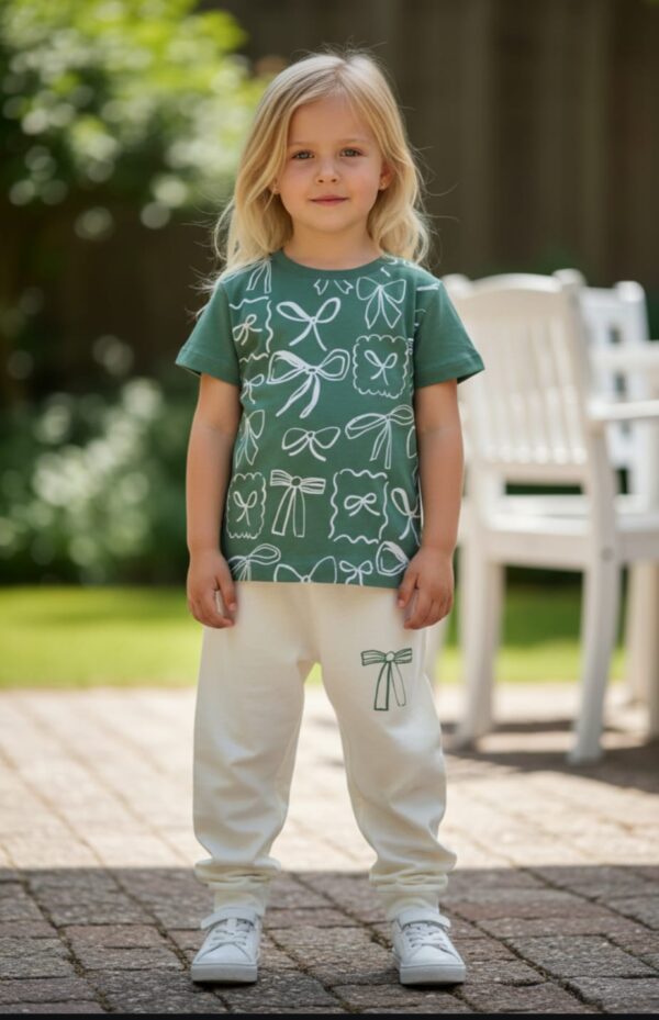 WhatsApp Image 2026-10-03 at 1.14.29 PM (1) Forest Green & Cream Bow Print 2-Piece Set