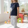Navy & White Daisy Dragonfly Print 2-Piece Set