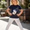 Navy & White Daisy Dragonfly Print 2-Piece Set